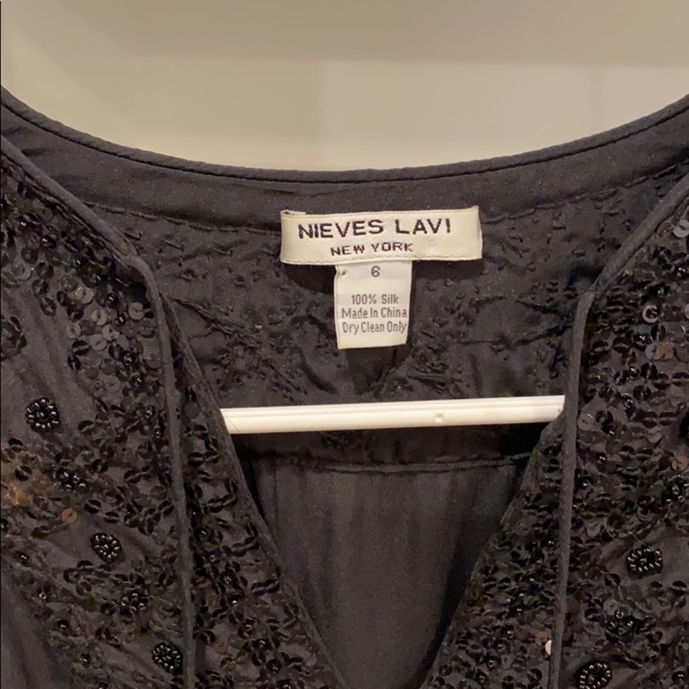 Vintage Nieves Lavi black 100% silk dress